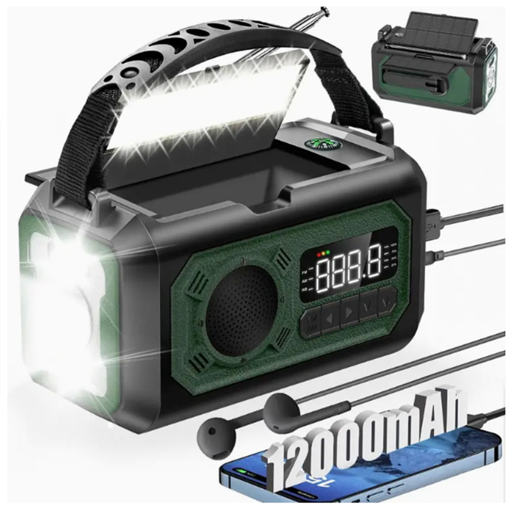 12000mAh Weather Radio AM/FM/N - Emergency Radio Solar 评论和价格
