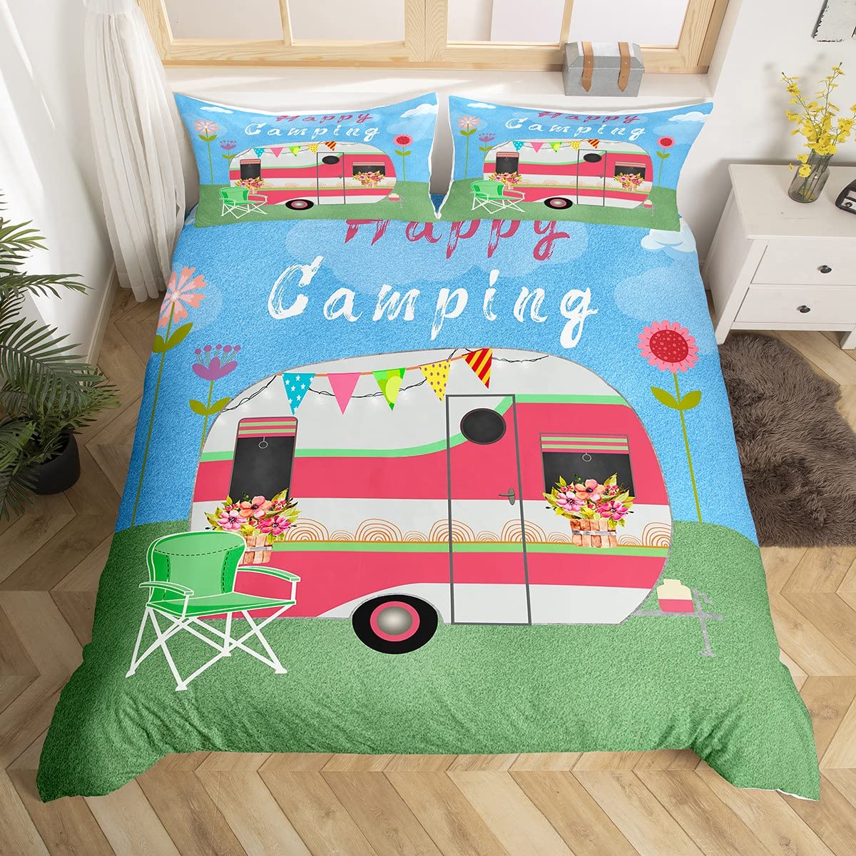 Happy Camping Duvet Cover Camp - Outdoor Adventure Quilt 评论和价格
